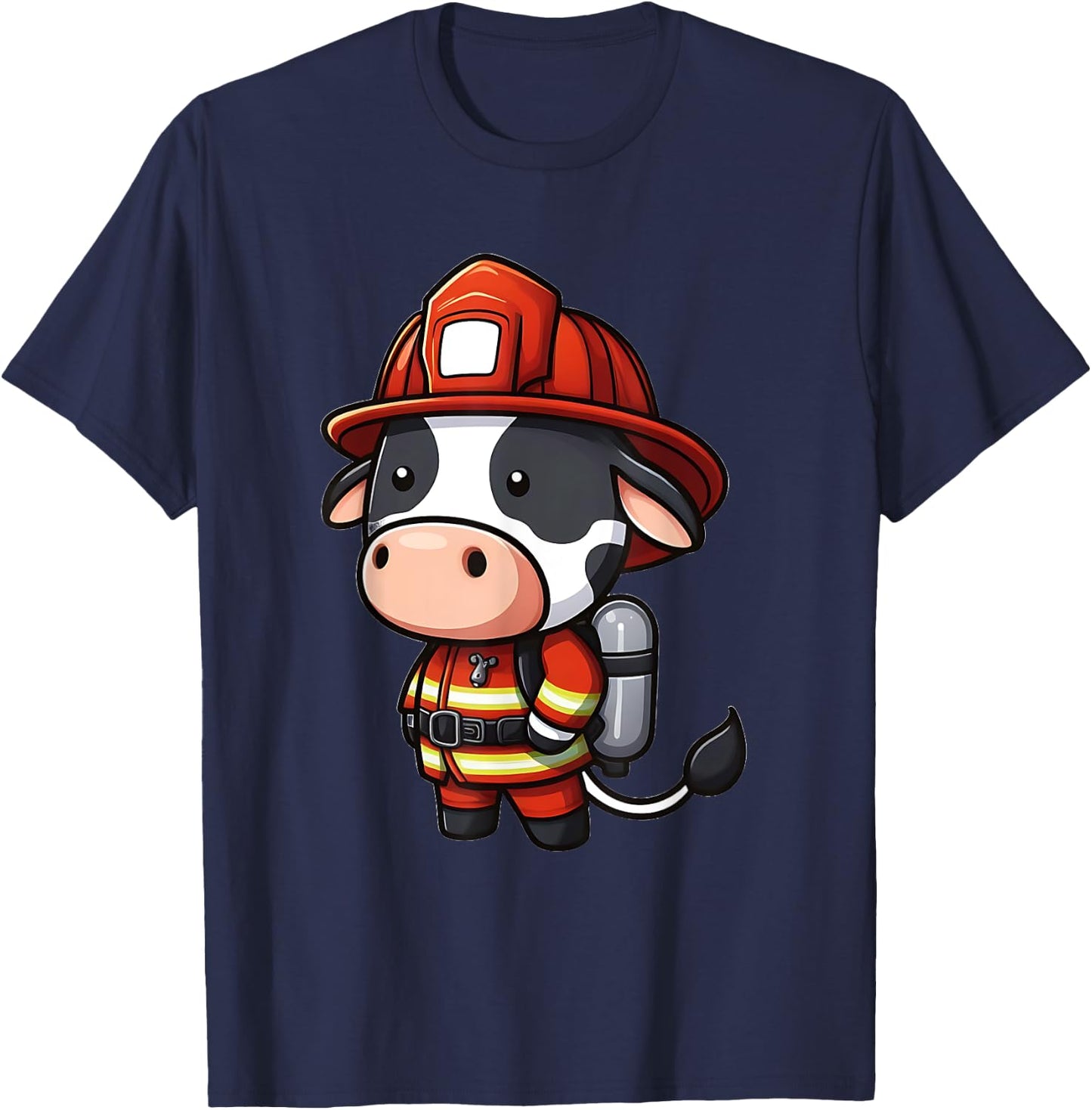 Cow Firefighter - Fireman Cow T-Shirt - T-Shirt | Navy