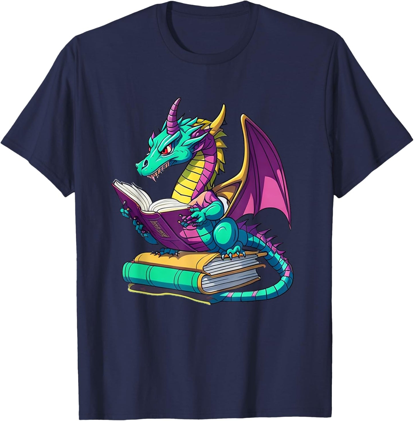 Dragon Reading Book T-Shirt - T-Shirt | Navy