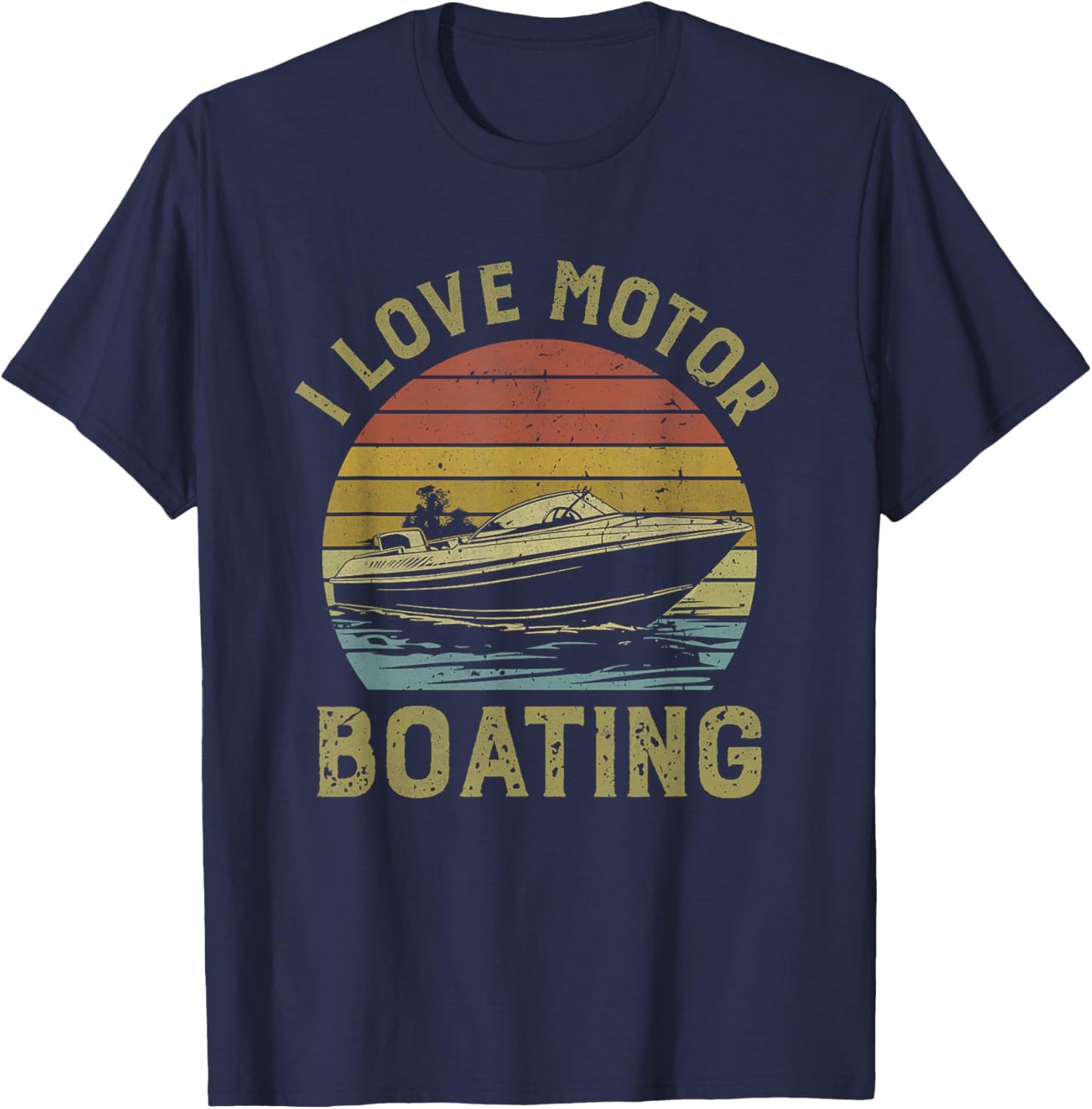 I Love Motor Boating Vintage Funny I Heart Motoboating T-Shirt - T-Shirt | Navy