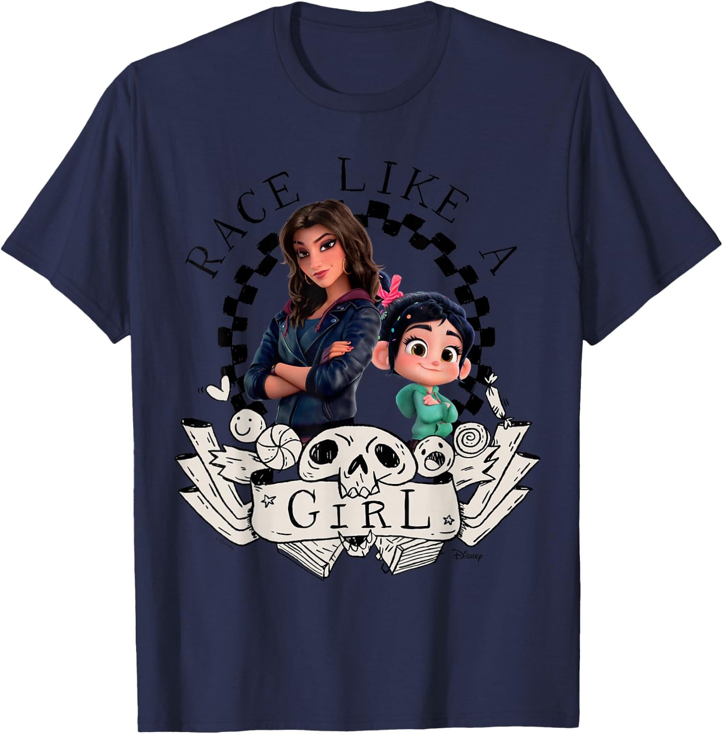Wreck It Ralph - Race Like A Girl Shank & Vanellope T-Shirt - T-Shirt | Navy