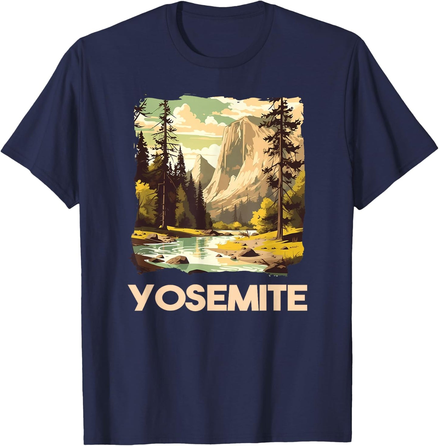 Vintage Yosemite National Park Nature Lover Adventure T-Shirt - T-Shirt | Navy