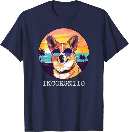 PABLO'S PAW PRINTS Incorgnito Funny Welsh Corgi -Adults Kids T-Shirt - T-Shirt | Navy