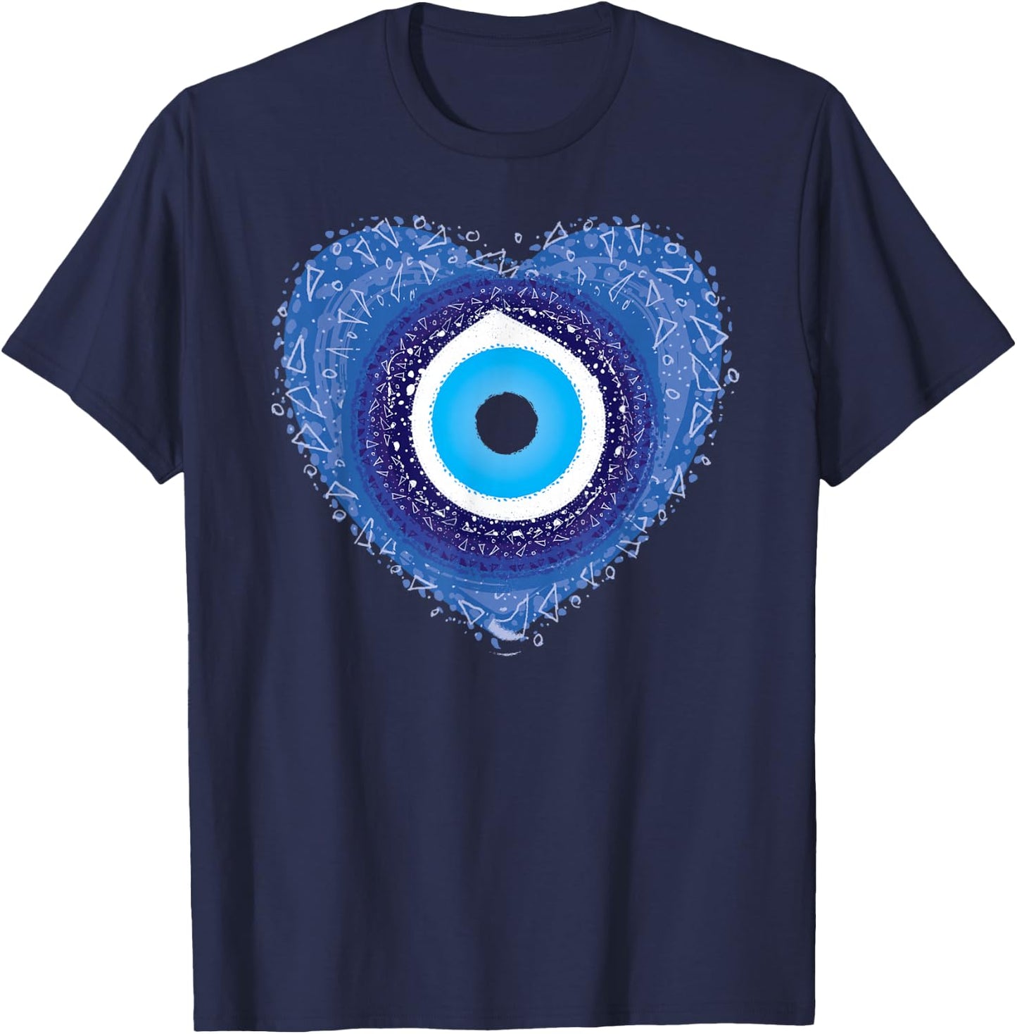 Evil Eye Protect Against Evil Blue Heart Greek Eye T-Shirt - T-Shirt | Navy