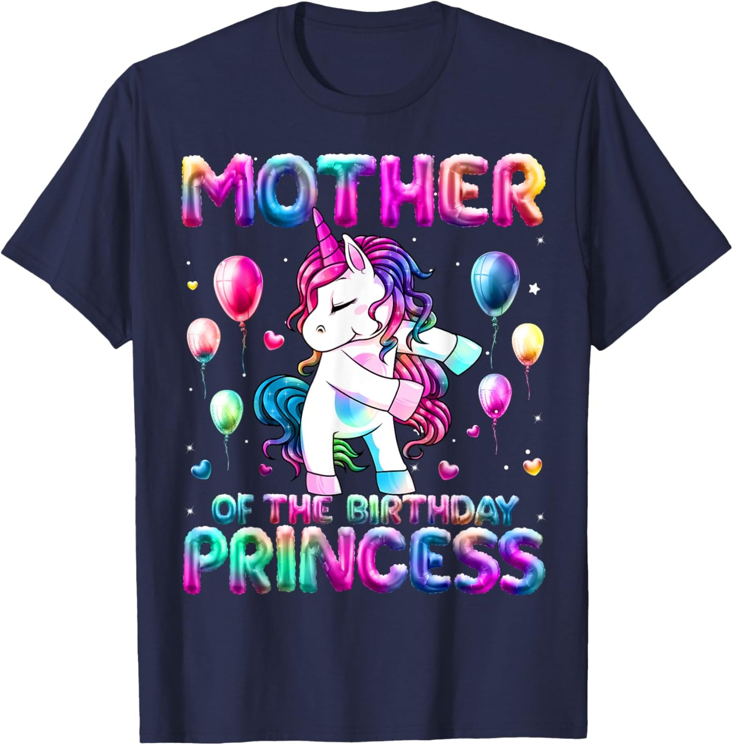 Mother of the Birthday Princess Girl Flossing Unicorn Mom T-Shirt - T-Shirt | Navy