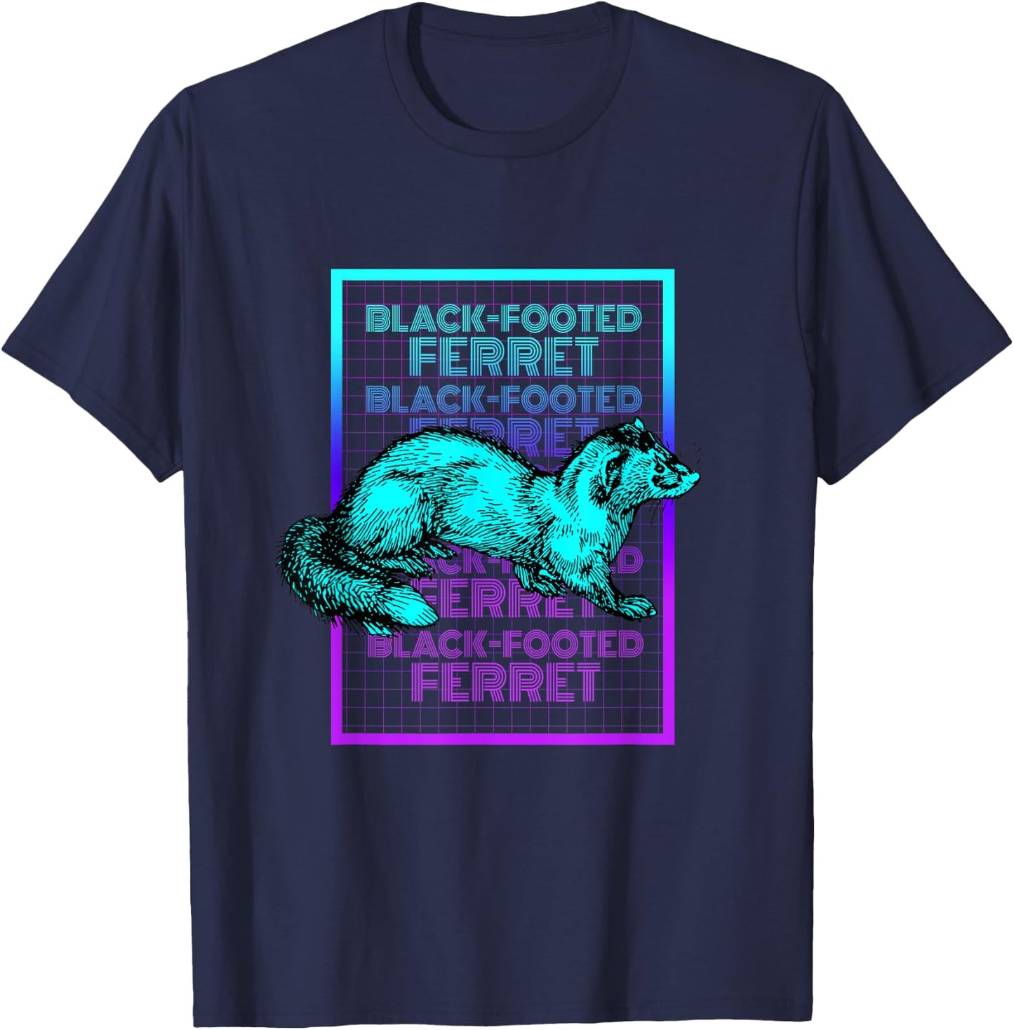 Black Footed Ferret Animal Vintage Retro Black Footed Ferret T-Shirt - T-Shirt | Navy