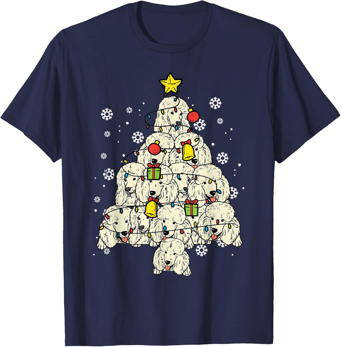 Poodle Christmas Tree Cute Xmas Dog Lover Men Women Kids T-Shirt - T-Shirt | Navy