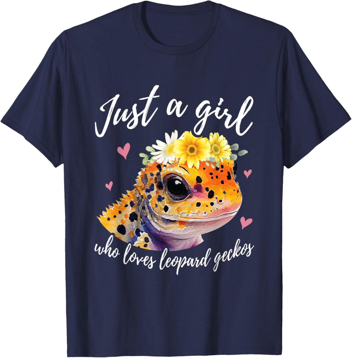 Just A Girl Who Loves Leopard Geckos - Funny Lizard Lover T-Shirt - T-Shirt | Navy