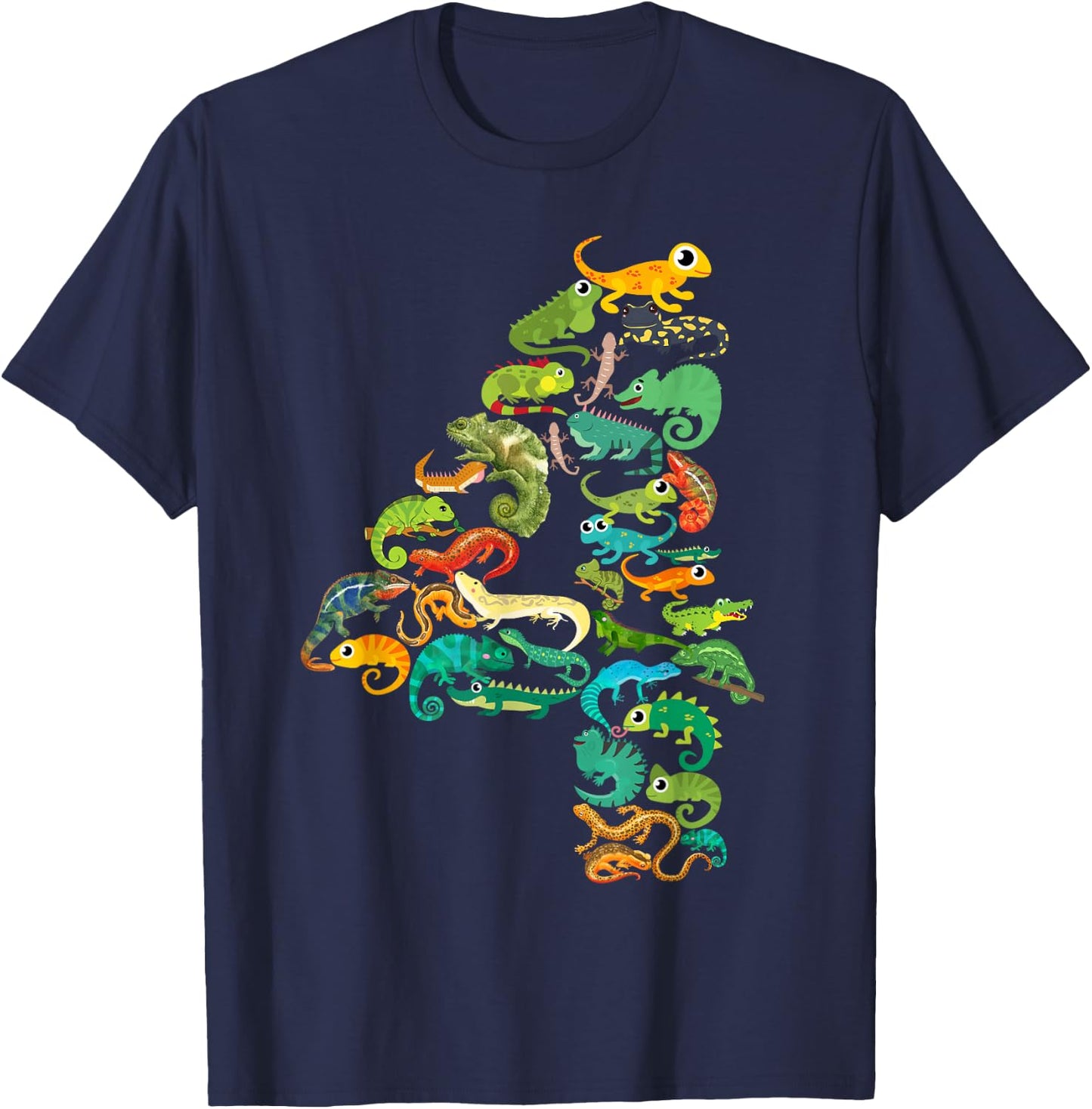 Kids 4th Birthday Reptiles Lizards Themed 4 Year Old Boys T-Shirt - T-Shirt | Navy