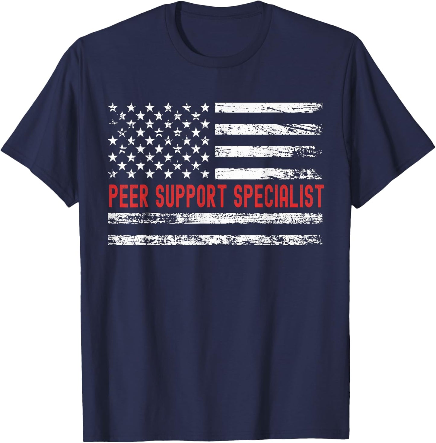 Peer Support Specialist USA Flag Profession Retro Job Title Men T-Shirt - T-Shirt | Navy
