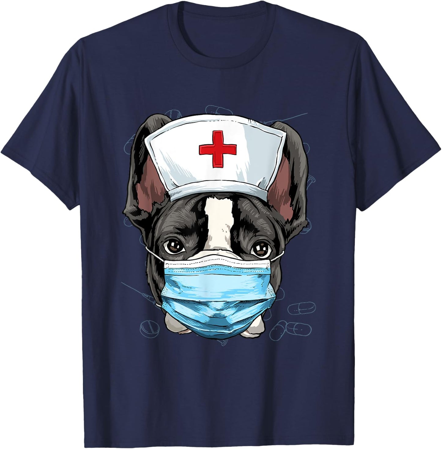 Hospital French Bulldog ER Nurse RN LPN Nurse Life Dog Lover T-Shirt - T-Shirt | Navy