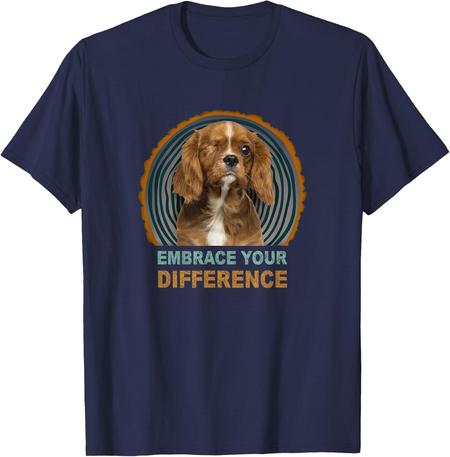 One Eyed Cavalier King Charles Dog Women Kids T-Shirt - T-Shirt | Navy