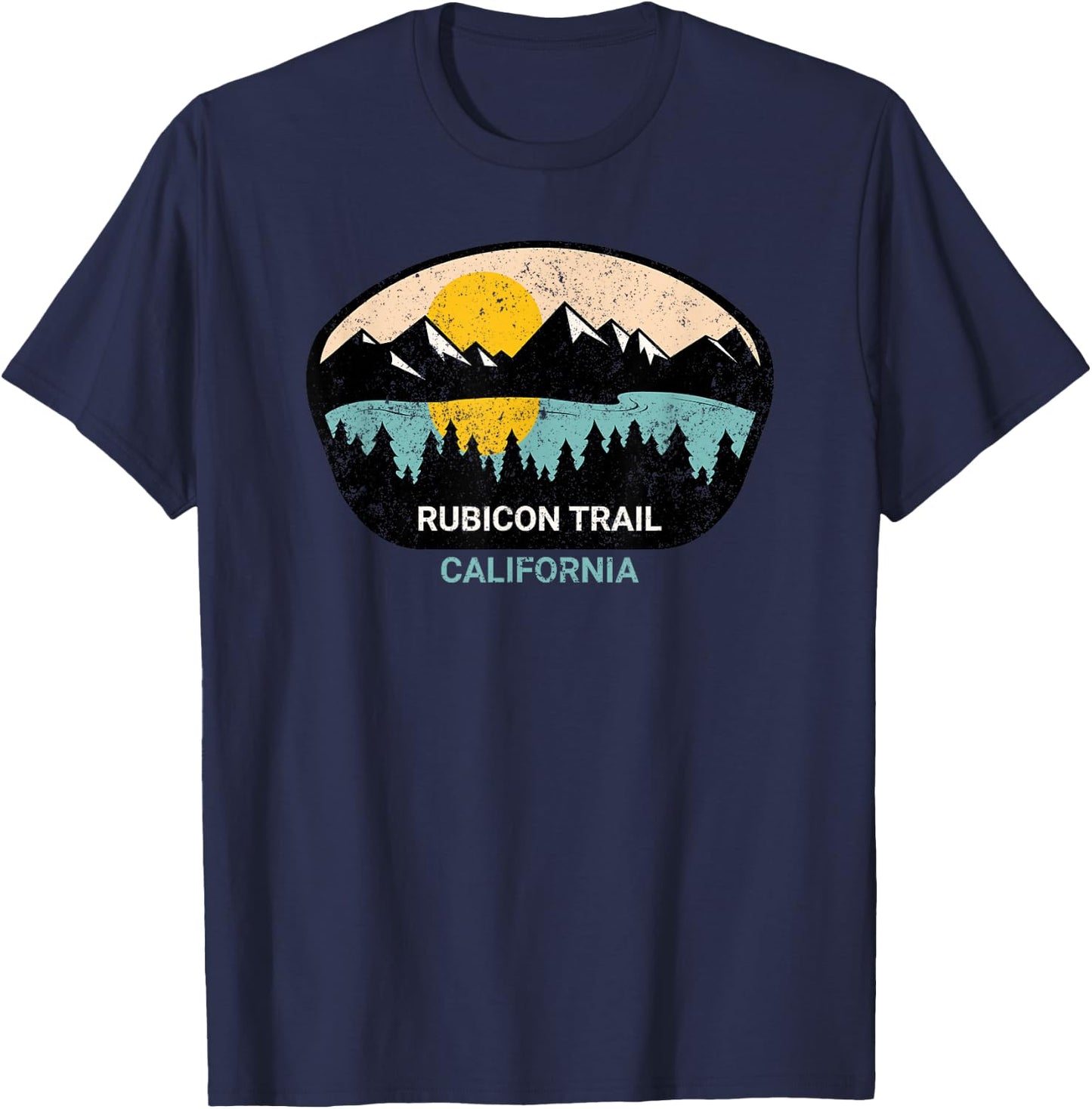 Retro Rubicon Trail - 4x4 Off-road SUV California Hiking T-Shirt - T-Shirt | Navy