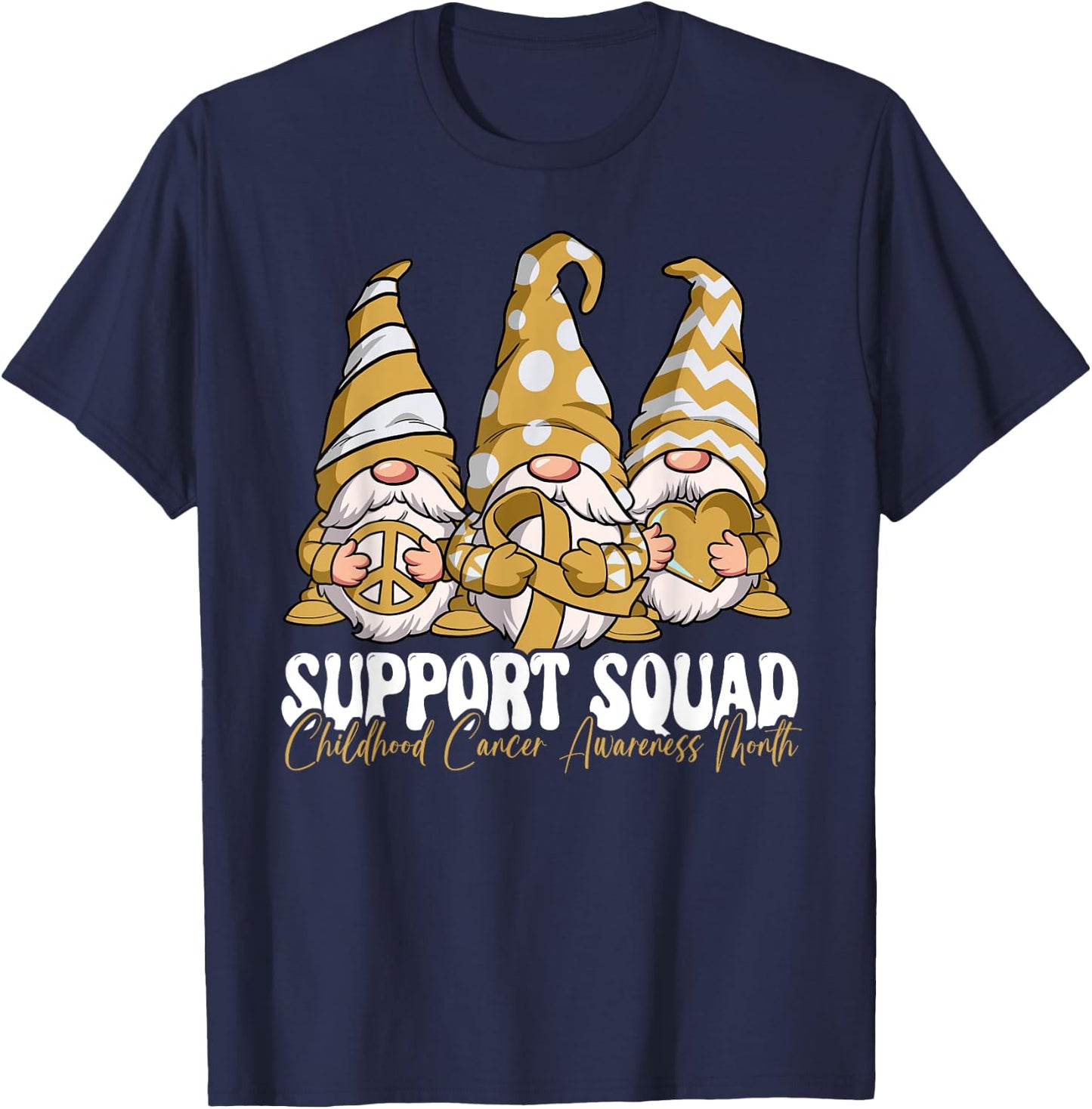 Support Squad Childhood Cancer Awareness Month T-Shirt - T-Shirt | Navy
