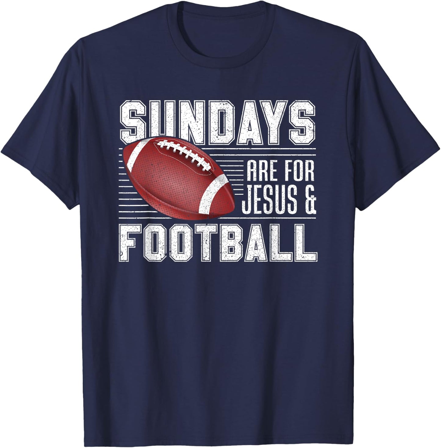 Sundays Are For Jesus & Football Draft Day Fantasy Football T-Shirt - T-Shirt | Navy