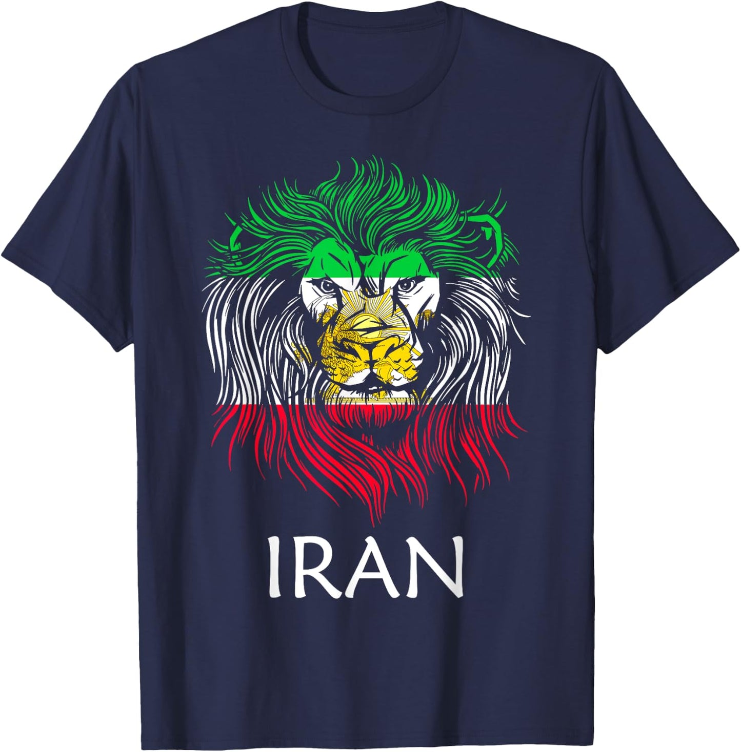 Iranian Lion Head Flag Iran T-Shirt - T-Shirt | Navy