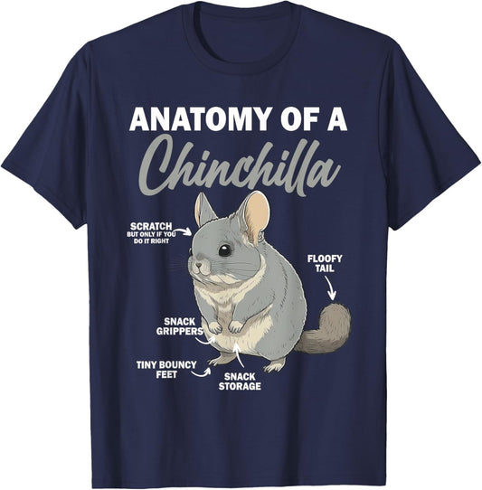 Anatomy Of A Chinchilla Shirt Chinchilla Mom Funny T-Shirt - T-Shirt | Navy