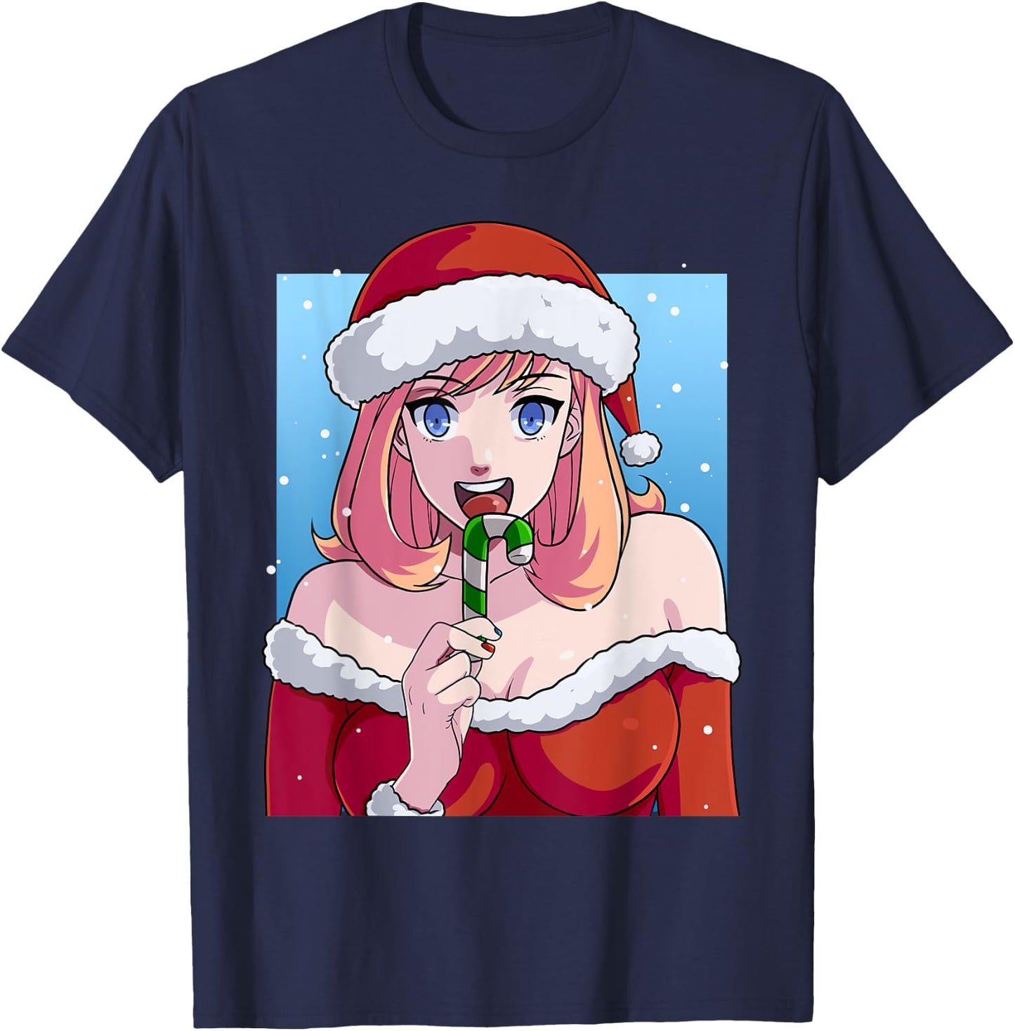 Mrs. Santa Claus Sexy Anime Babe Christmas Xmas T-Shirt - T-Shirt | Navy
