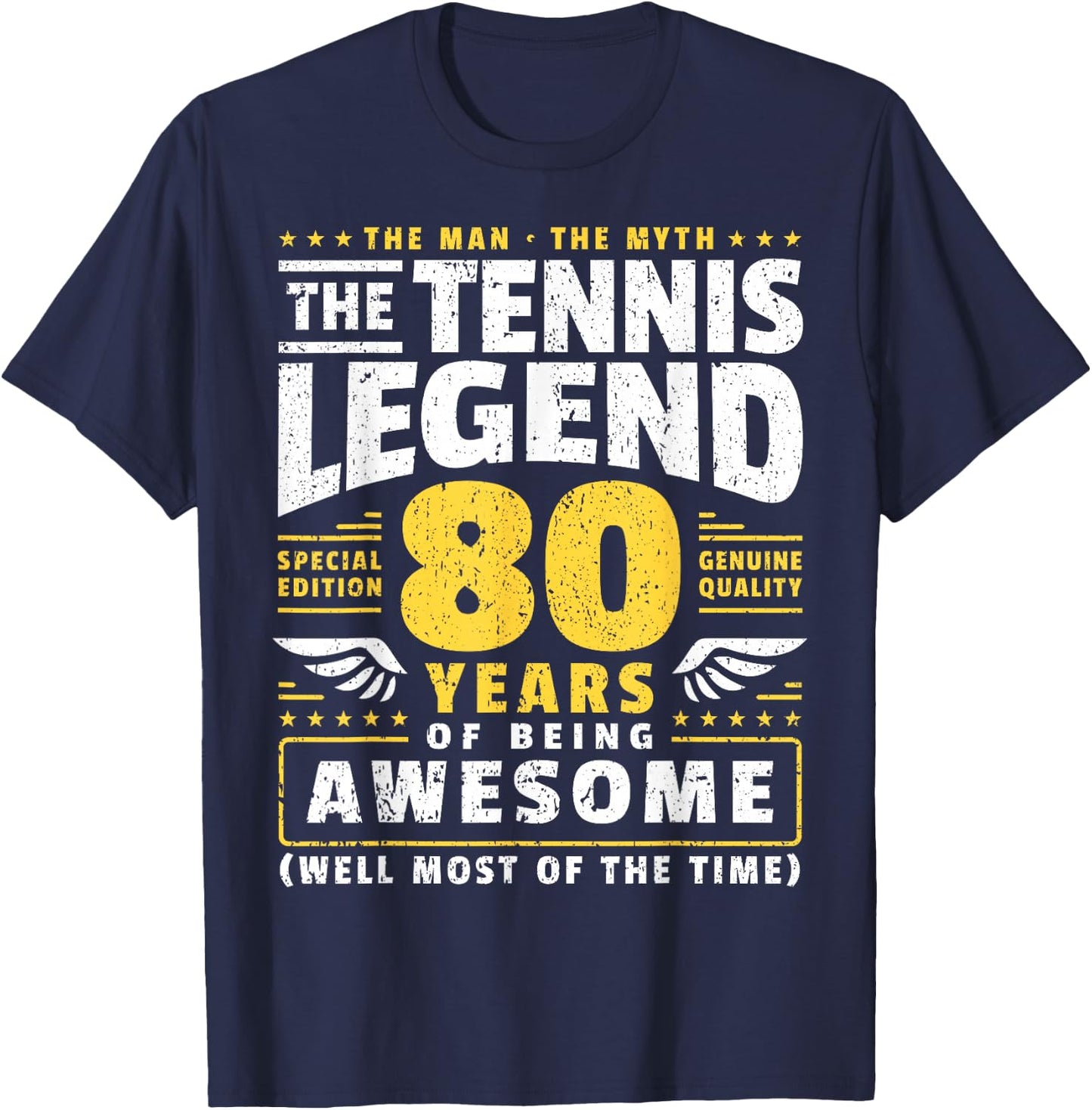 80th Birthday Tennis Player 80 Years T-Shirt - T-Shirt | Navy