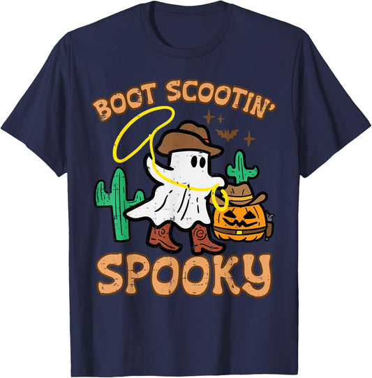 Boot Scootin' Spooky Ghost Cowboy Funny Halloween Men Women T-Shirt - T-Shirt | Navy
