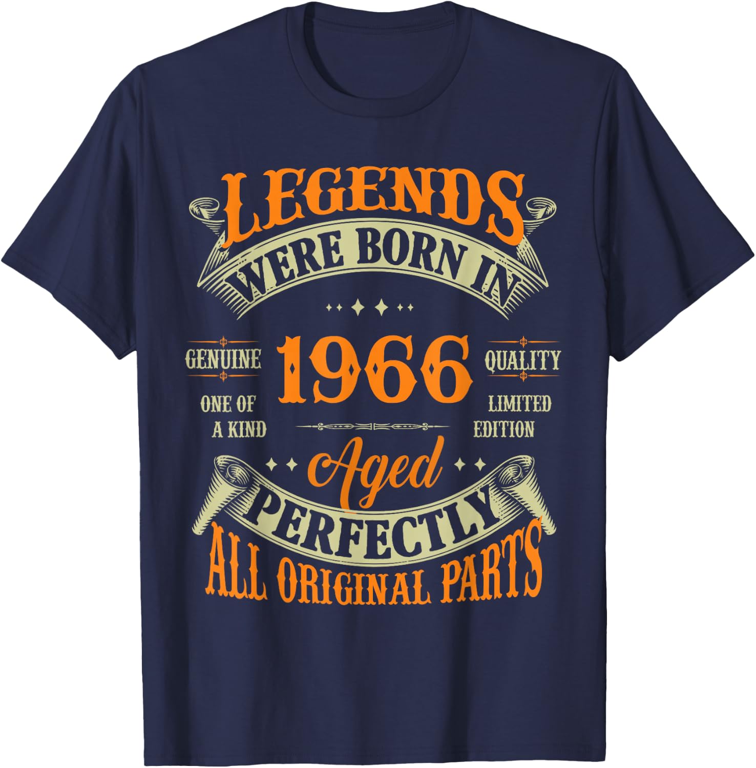 Vintage Legend Born In 1966 60th Birthday 60 Years Old T-Shirt - T-Shirt | Navy