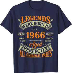 Vintage Legend Born In 1966 60th Birthday 60 Years Old T-Shirt - T-Shirt | Navy