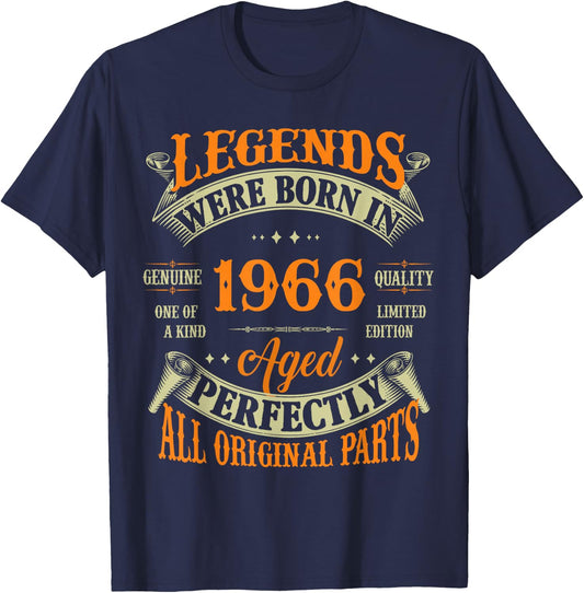 Vintage Legend Born In 1966 60th Birthday 60 Years Old T-Shirt - T-Shirt | Navy