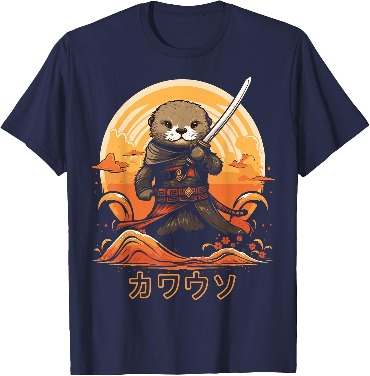 Cool Samurai Otter For Boys Girls Ninja Sea Otter Lover T-Shirt - T-Shirt | Navy