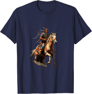 Indian Warrior Chief Indian Horse T-Shirt - T-Shirt | Navy