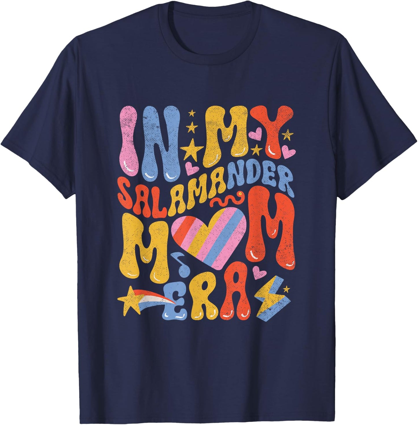 Fire Salamander In My Salamander Mom Era Funny Herpetologist T-Shirt - T-Shirt | Navy