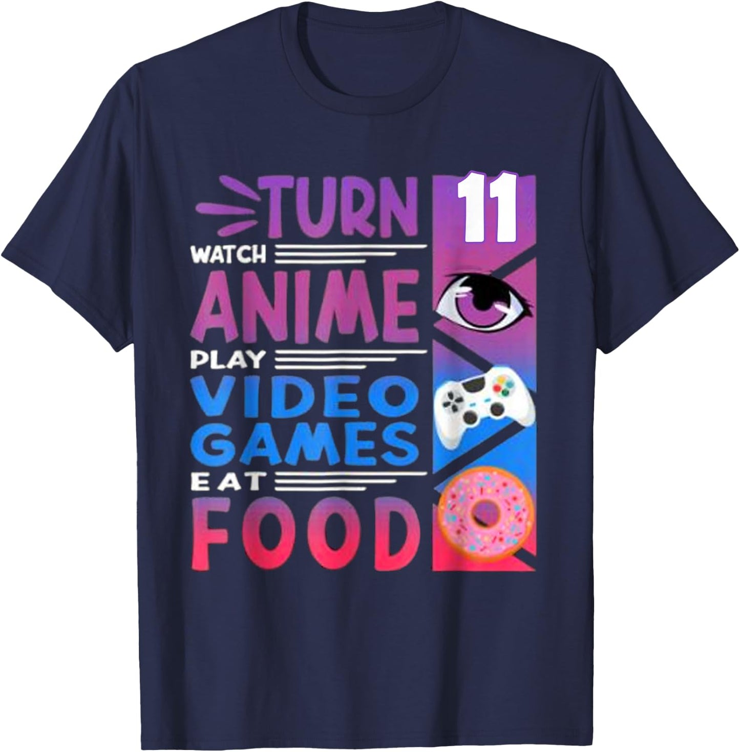 11th Birthday Anime Gamer T-Shirt - T-Shirt | Navy