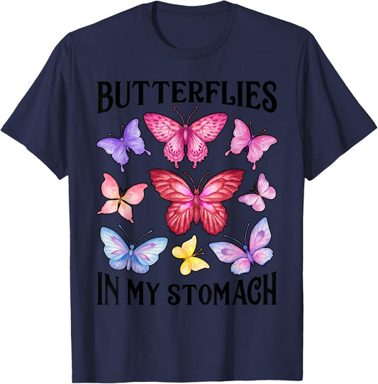 Butterflies In My Stomach Funny Butterfly Lovers Cute Insect T-Shirt - T-Shirt | Navy