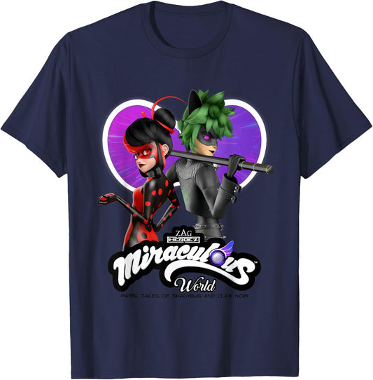 Miraculous Ladybug Cat Noir Tales of Shadybug and Claw Noir T-Shirt - T-Shirt | Navy