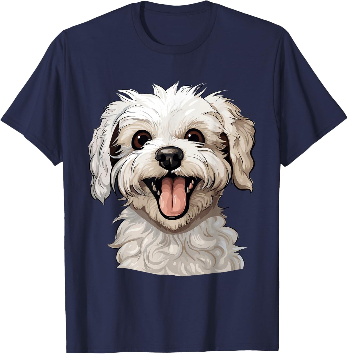 Cute Maltipoo Face Dog Lover Mom Pet Puppy Owner Print Art T-Shirt - T-Shirt | Navy