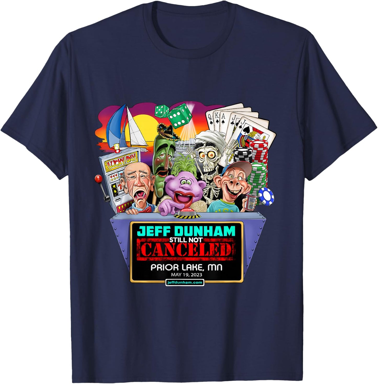 Jeff Dunham Prior Lake, MN (2023) T-Shirt - T-Shirt | Navy