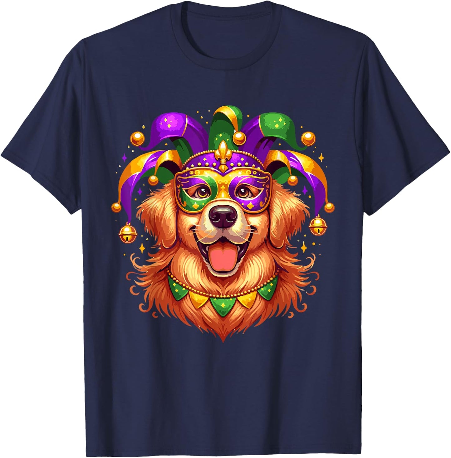 Golden Retriever Dog Costume Outfit Women Men Mardi Gras T-Shirt - T-Shirt | Navy