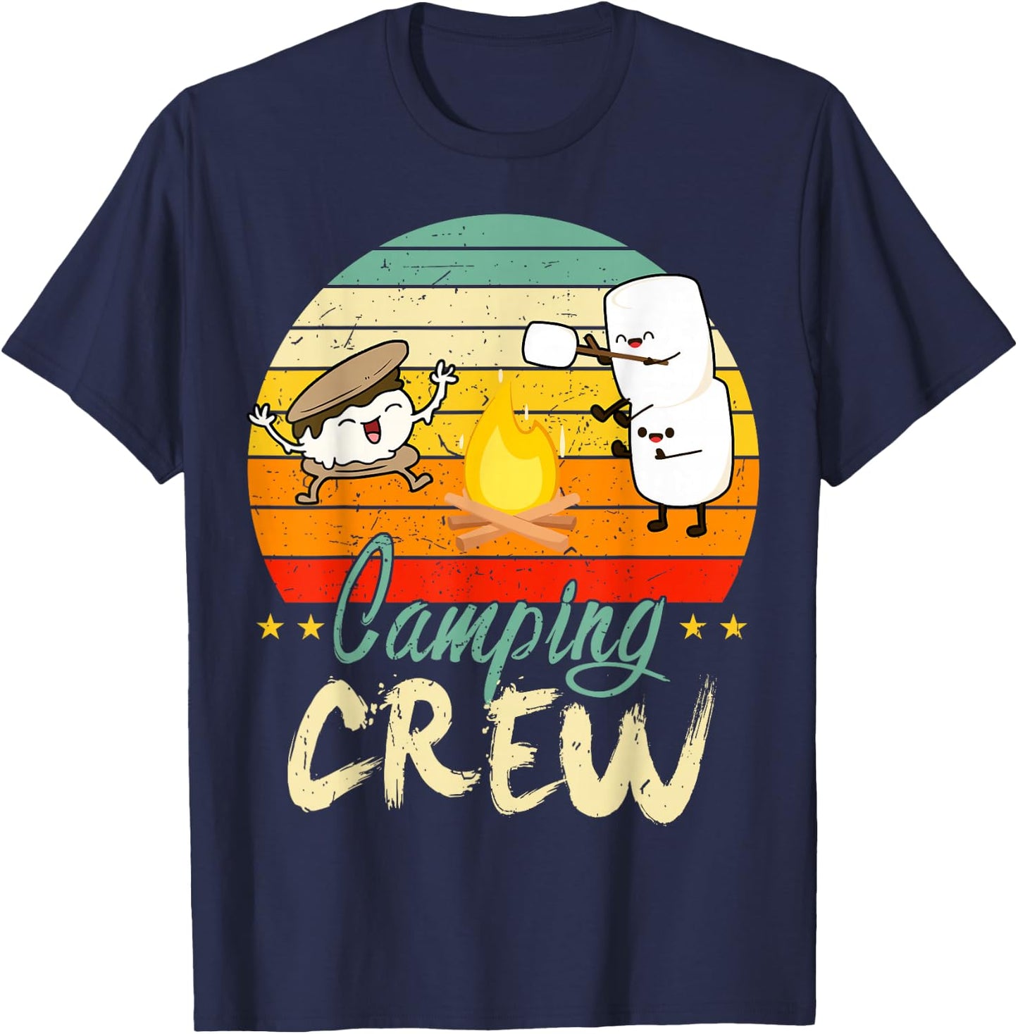 Kid Camping Crew Toddler Boy Women Family Funny Happy Camper T-Shirt - T-Shirt | Navy