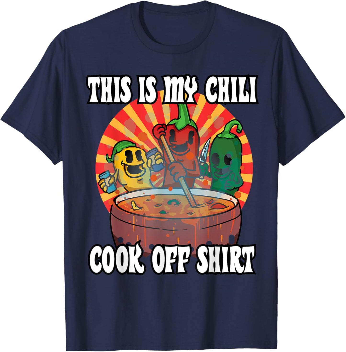 This Is My Chili Cook Off Shirt Hot And Spicy Chilli Pepper T-Shirt - T-Shirt | Navy