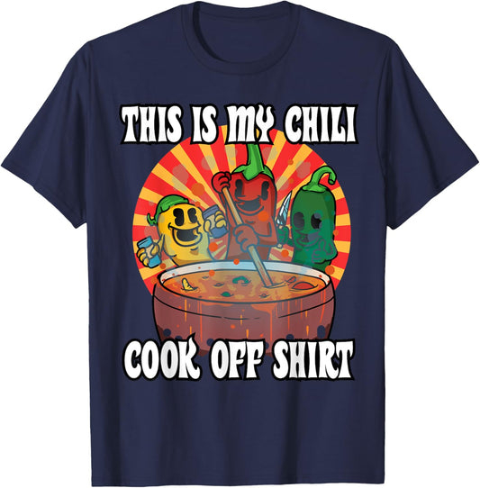 This Is My Chili Cook Off Shirt Hot And Spicy Chilli Pepper T-Shirt - T-Shirt | Navy