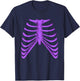 Purple Ribcage Skeleton Purple Color Graphic T-Shirt - T-Shirt | Navy