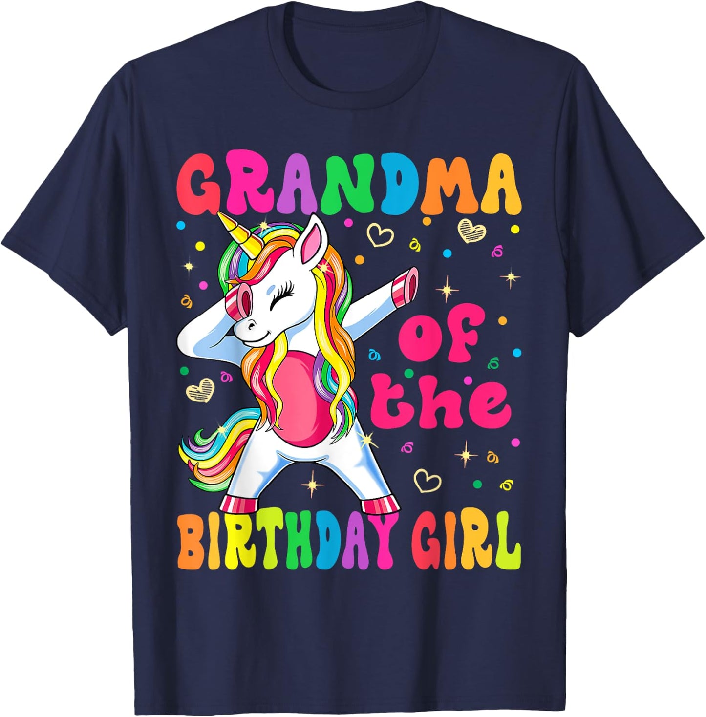 Grandma of the Birthday Princess Girl Dabbing Unicorn T-Shirt - T-Shirt | Navy