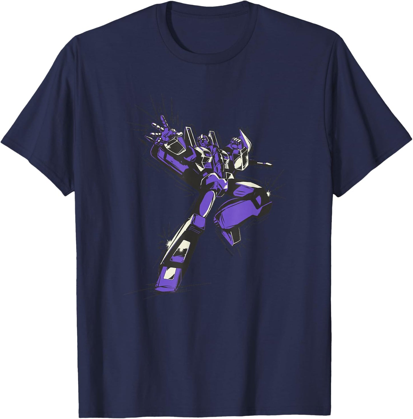 Transformers Starscream Battle Pose Japanese Comic Style T-Shirt - T-Shirt | Navy