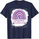 Epilepsy Awareness Bleached Rainbow Purple Ribbon Men T-Shirt - T-Shirt | Navy