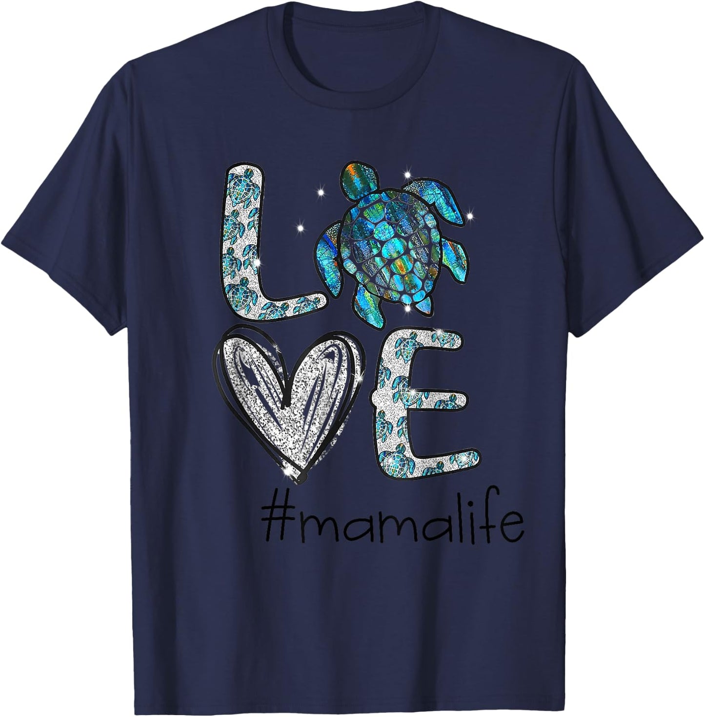 Mom Turtle - Love Mama Life Sea Turtle T-Shirt - T-Shirt | Navy