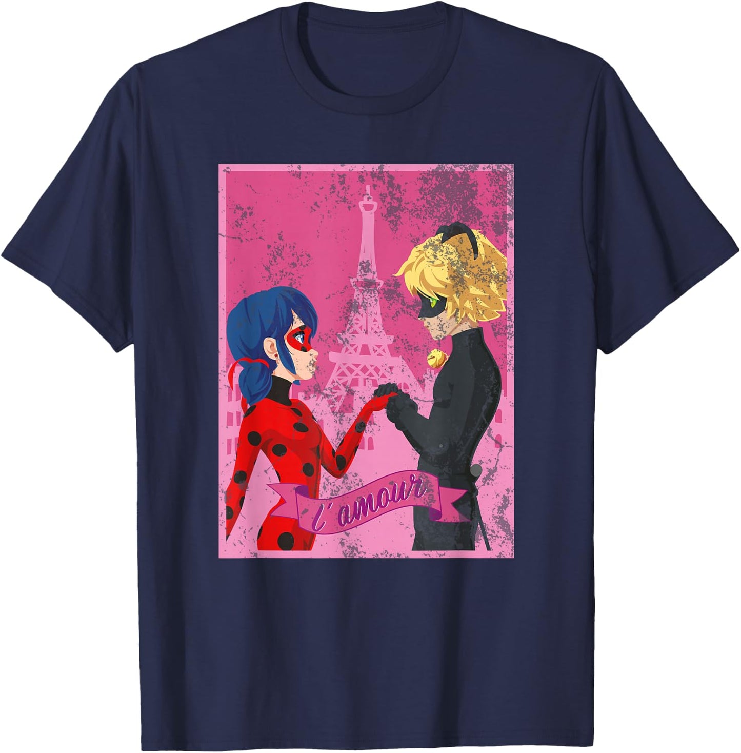 Miraculous Ladybug Vintage Collection Paris Love Small T-Shirt - T-Shirt | Navy