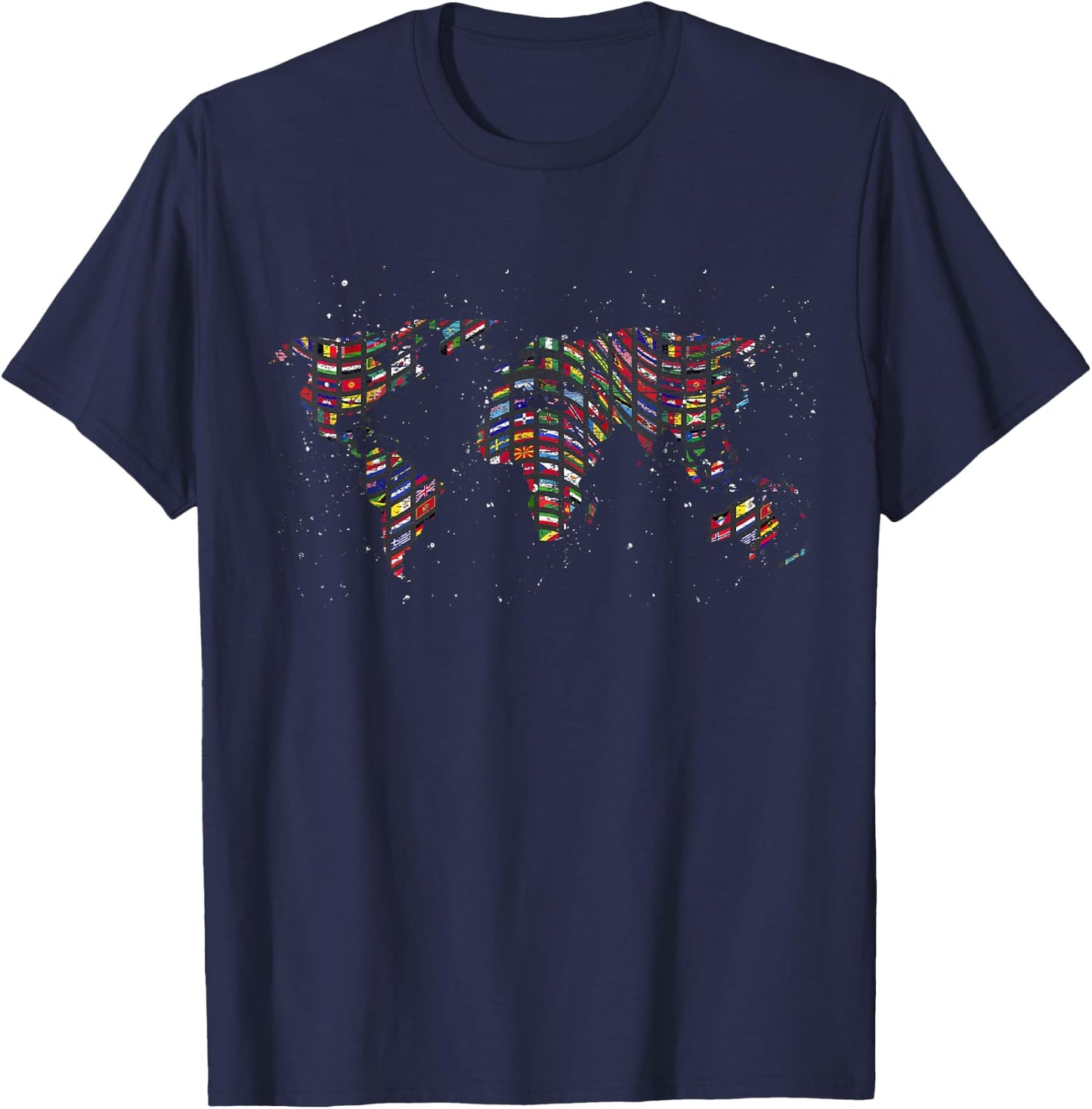 Map Travel Globe International Flags World Map T-Shirt - T-Shirt | Navy