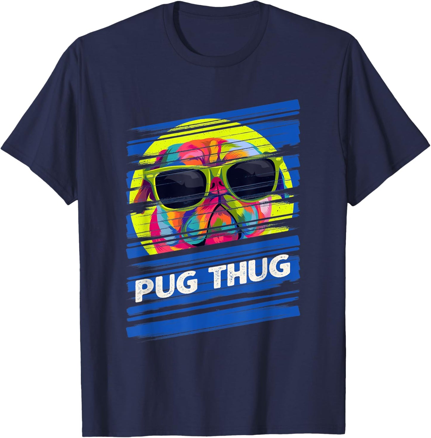 Pug Thug Dutch Bulldog Animal Pun Pug Owner Animal Meme Women T-Shirt - T-Shirt | Navy