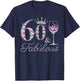 60 And Fabulous Diamond Wine Glass 60 Years Old Birthday T-Shirt - T-Shirt | Navy