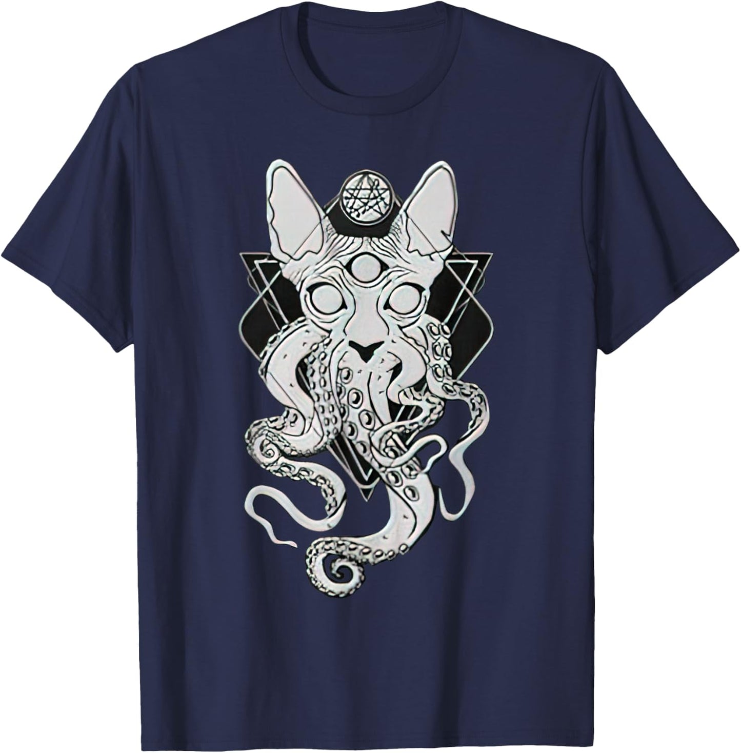 CATHULHU - the cosmic tentacle cat T-Shirt - T-Shirt | Navy
