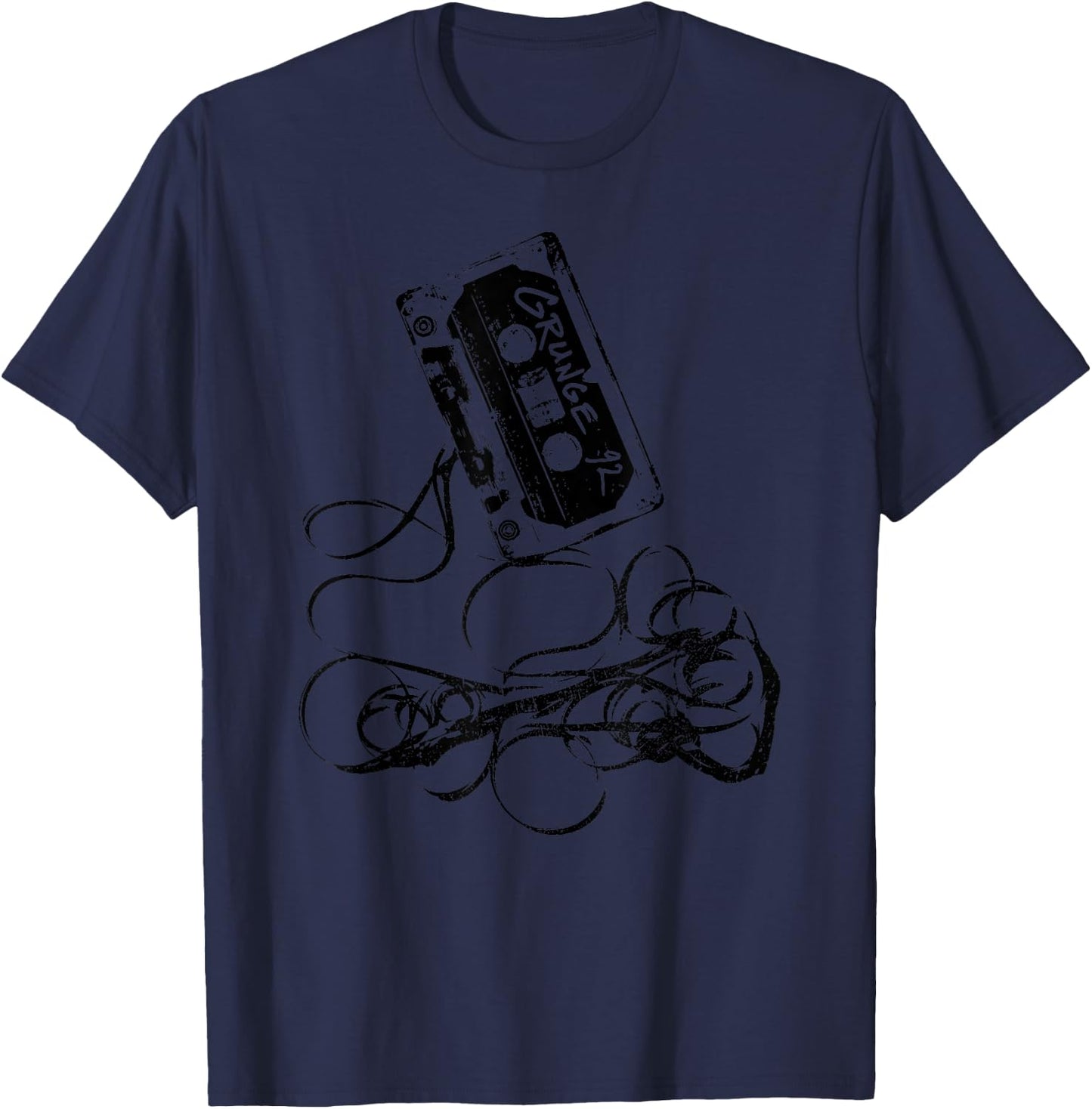 Grunge 90s Music Vintage Tape Concert T-Shirt - T-Shirt | Navy