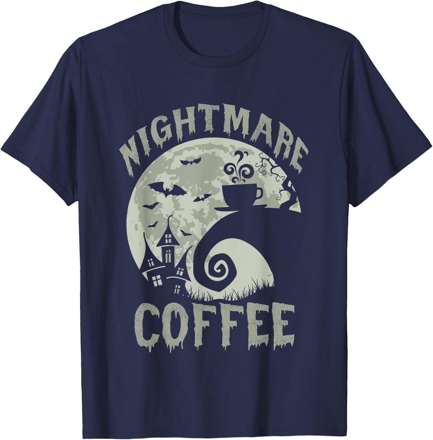 Halloween Nightmare Before Coffee Lovers Funny Spooky T-Shirt - T-Shirt | Navy